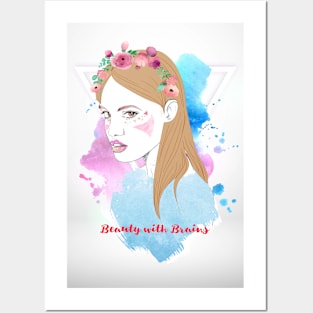 Beauty with Brains Empowering Woman  T-shirt Posters and Art